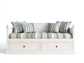Canapé lit - bois massif-tissu - 218x94x90 cm - blanc-vert-beige - classique