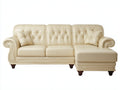 Canapé d'angle - cuir synthétique - 268x166x92 cm - crème - style classique