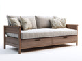 Canapé lit - bois massif-tissu - 218x94x86 cm - beige-brun - contemporain
