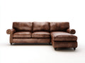 Canapé d'angle-cuir-284x170x86 cm-brun-style classique
