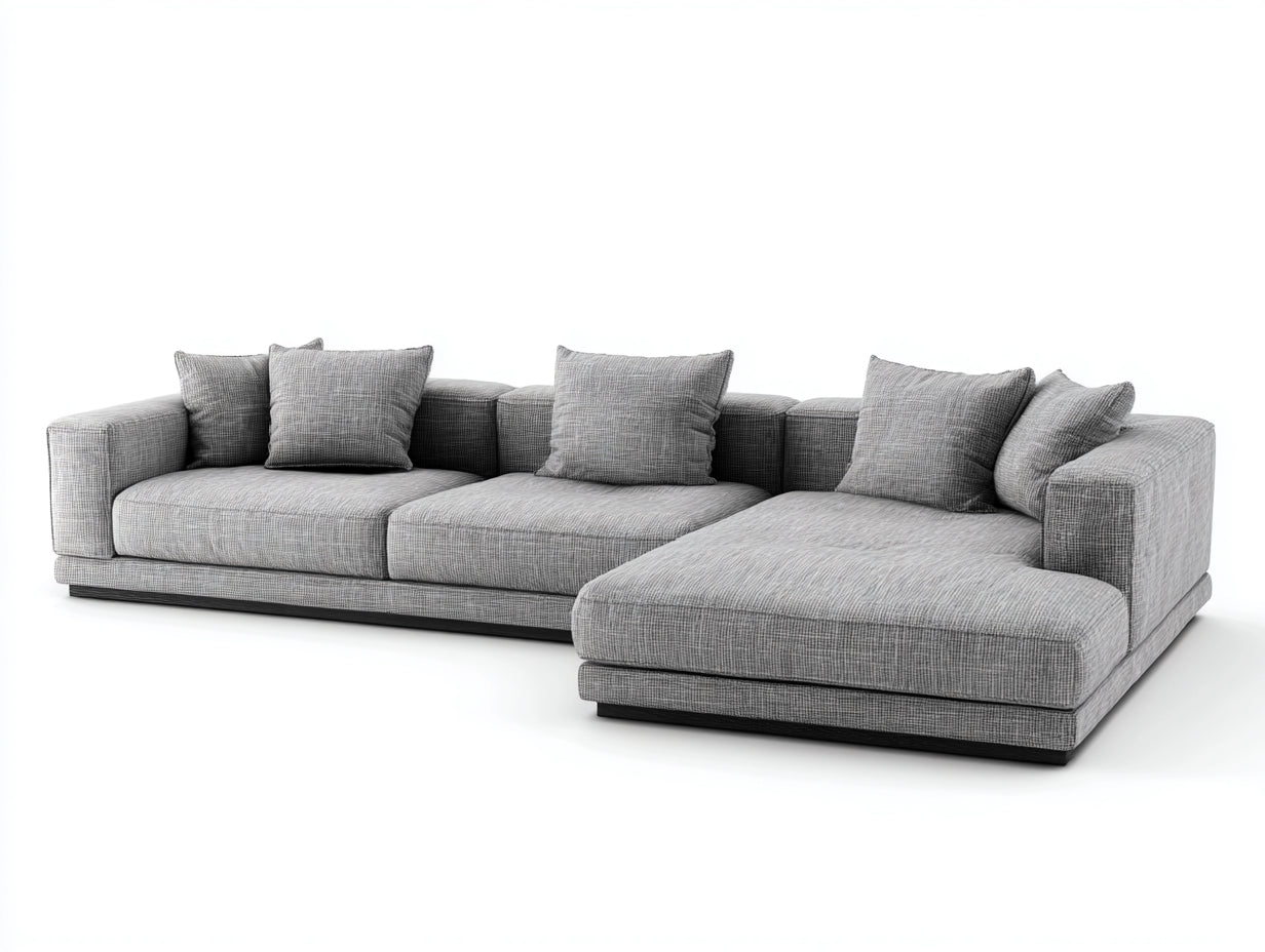 Canapé d'angle - tissu - 312x188x76 cm - gris clair - style minimaliste