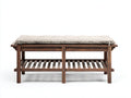 Banc de jardin-Bois-tissu-142x46x49 cm-Marron-Beige-style naturel