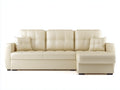 Canapé d'angle - cuir synthétique - 272x170x87 cm - crème - style élégant
