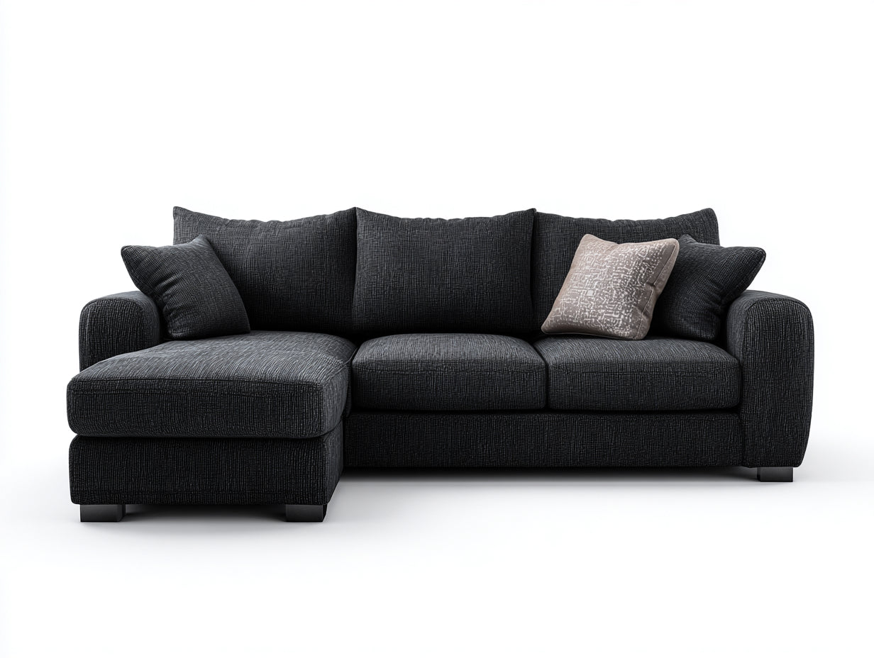 Canapé d'angle - tissu - 262x168x84 cm - noir-gris anthracite - style moderne