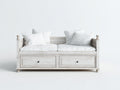 Canapé lit - bois massif-tissu - 212x92x88 cm - blanc - rustique