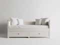 Canapé lit - bois massif-tissu - 210x91x86 cm - blanc - rustique