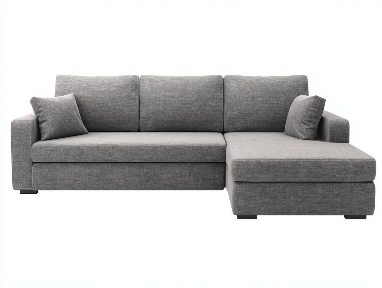 Canapé d'angle - tissu - 248x162x82 cm - gris clair - style scandinave