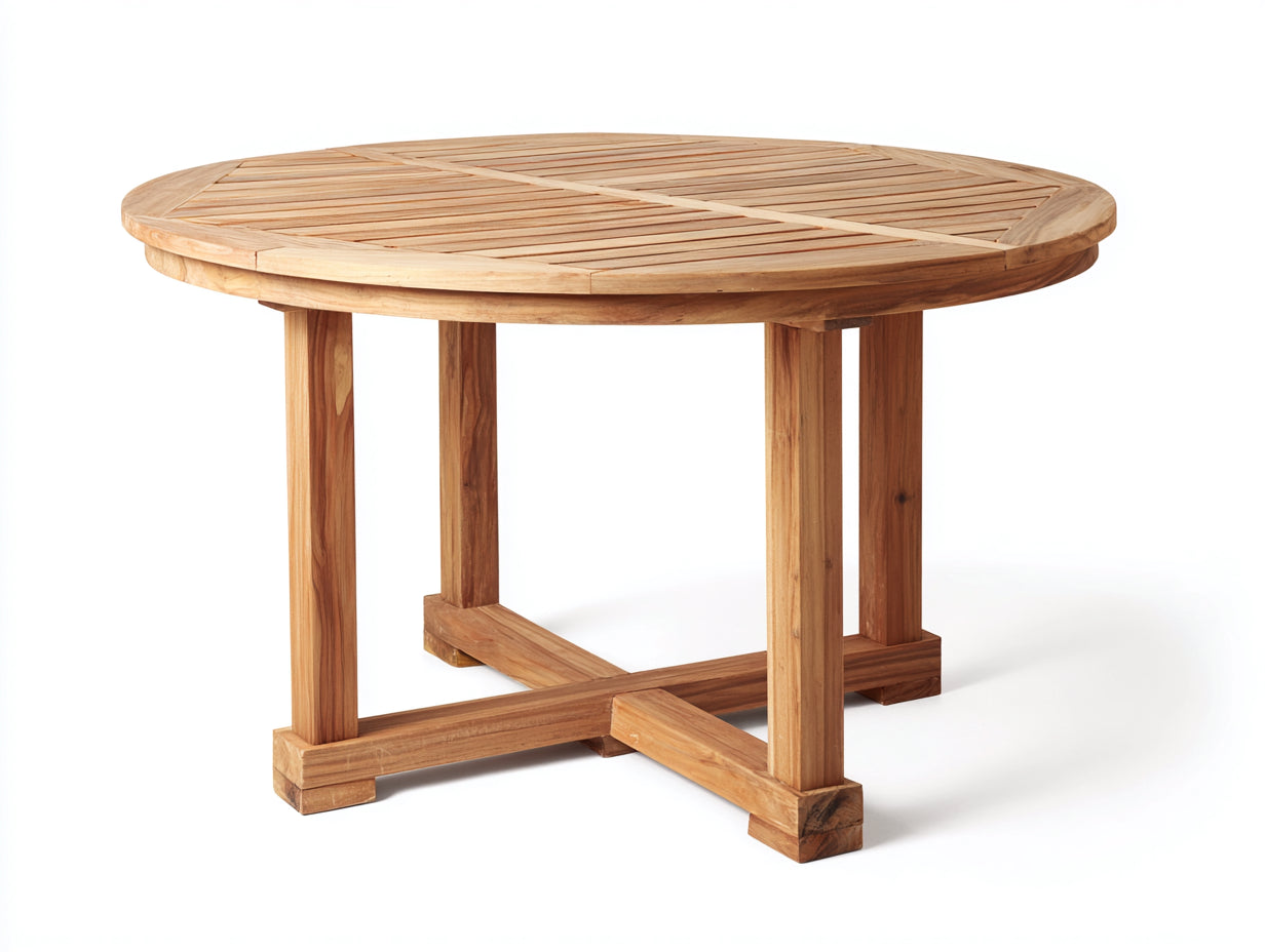 Table de jardin-Bois-140x140x75 cm-Bois naturel-Style classique