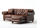 Canapé d'angle-cuir-274x176x88 cm-brun-style Chesterfield