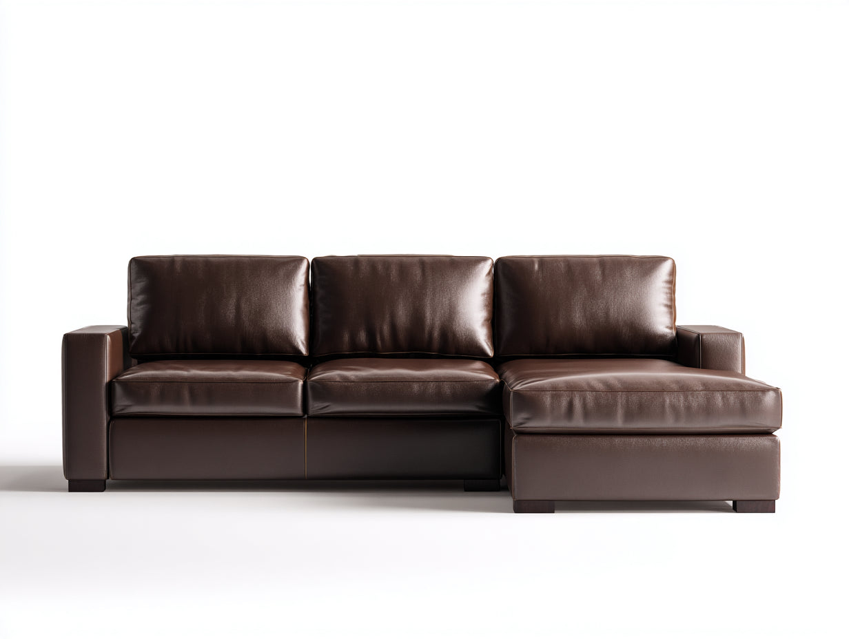 Canapé d'angle-cuir-278x166x83 cm-brun-style moderne
