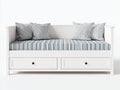 Canapé lit - bois massif-tissu - 208x92x84 cm - blanc-bleu - côtier