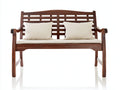 Banc de jardin-Bois-tissu-150x58x90 cm-Marron-Beige-style classique