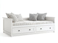 Canapé lit - bois massif-tissu - 214x92x84 cm - blanc-gris - classique