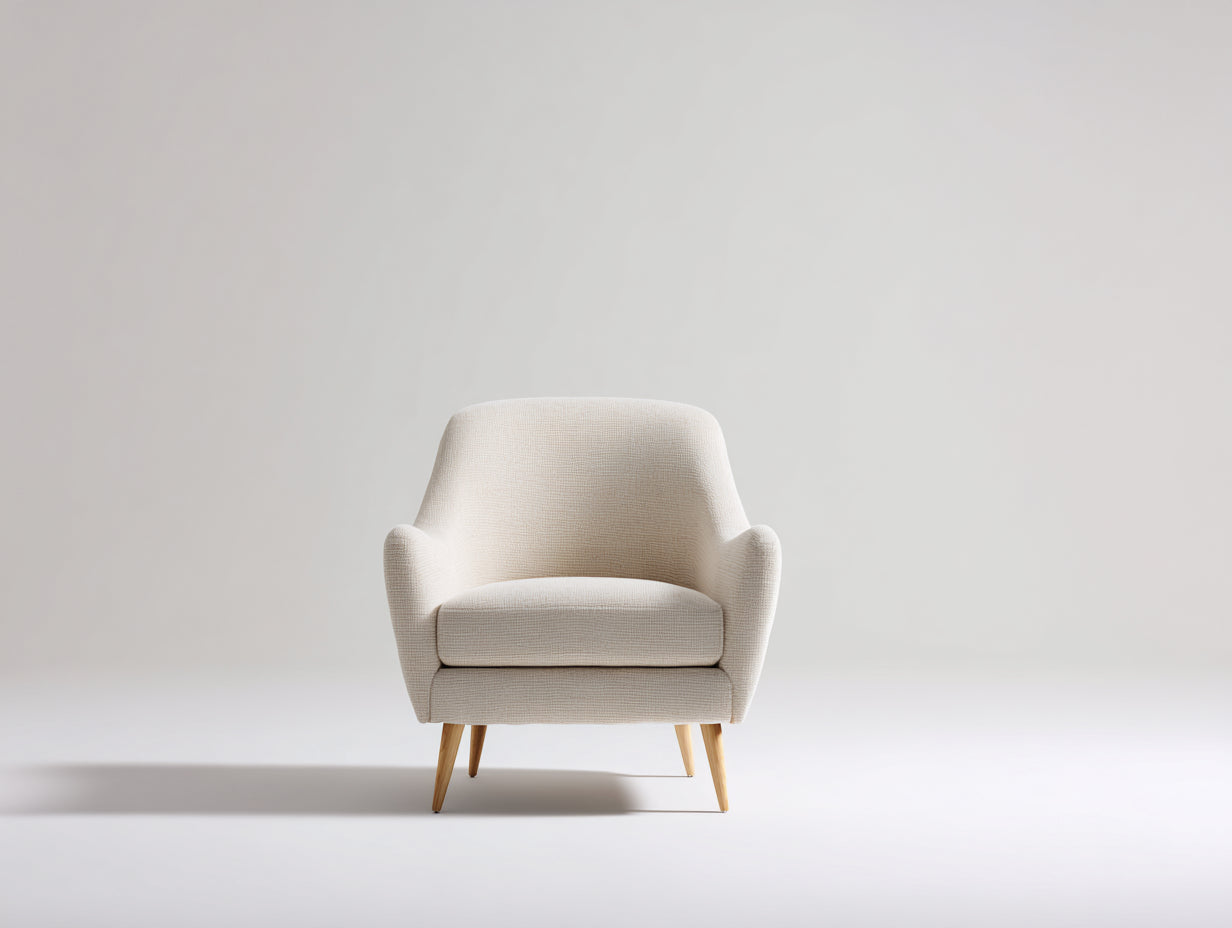 Fauteuil-tissu-bois-84x79x88 cm-blanc cassé-style scandinave