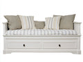 Canapé lit - bois massif-tissu - 222x95x89 cm - blanc-beige - classique