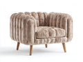 Fauteuil-velours-bois-98x91x78 cm-beige clair-style contemporain