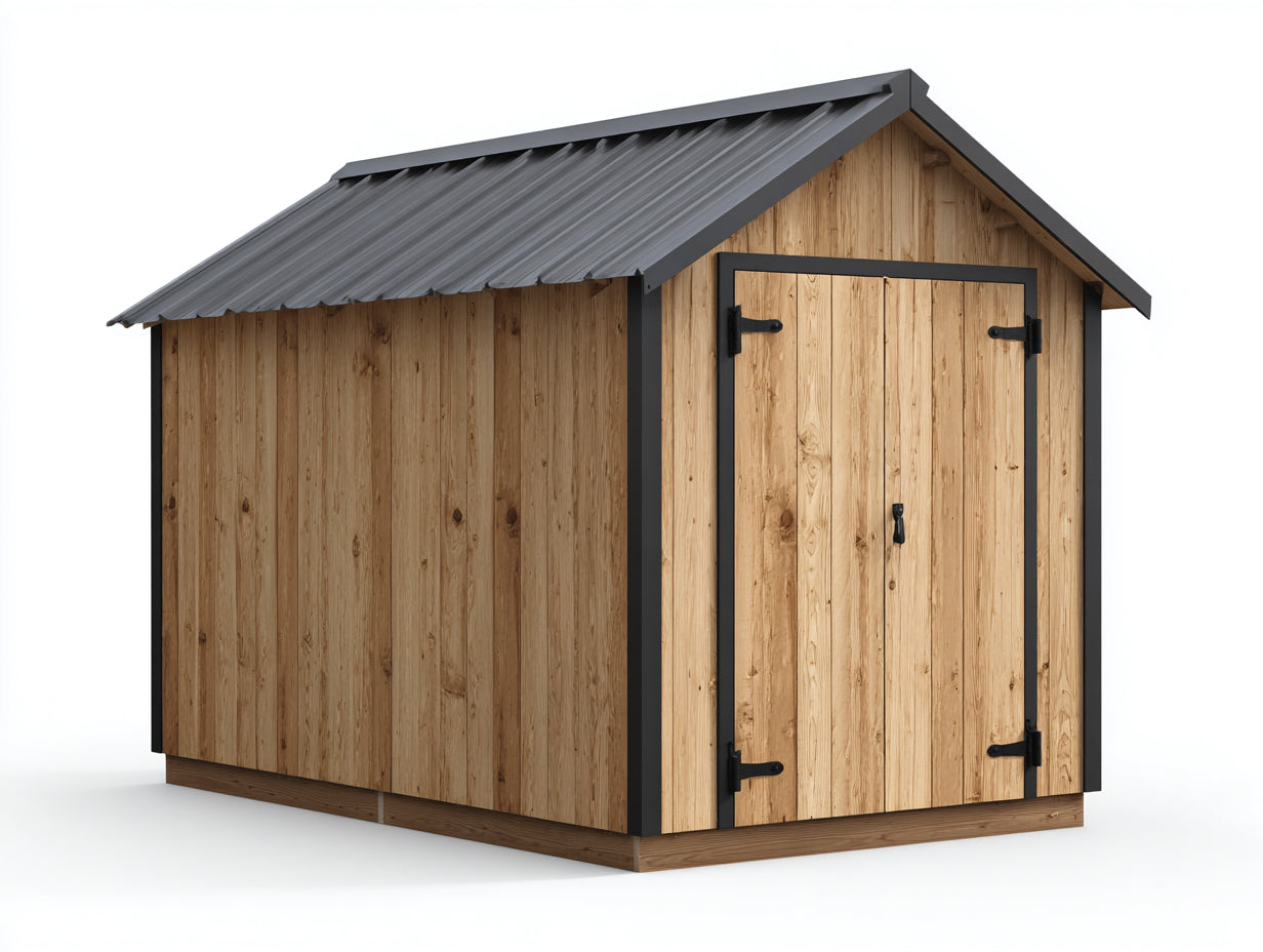 Abri de jardin - bois-métal - 246x192x230 cm - naturel-gris-noir - rustique