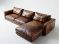 Canapé d'angle-cuir-292x182x80 cm-brun-style contemporain