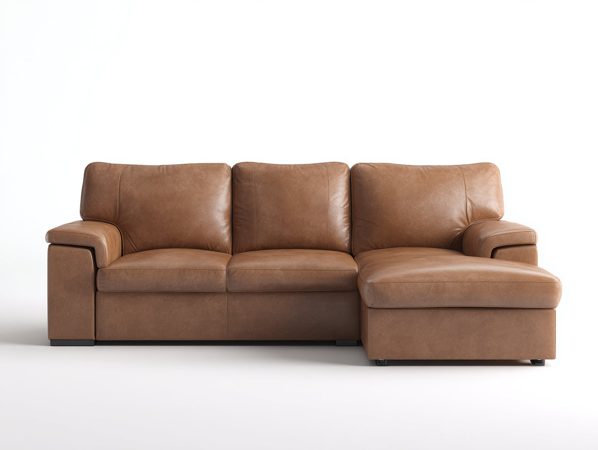 Canapé d'angle-cuir-275x165x84 cm-marron clair-style moderne