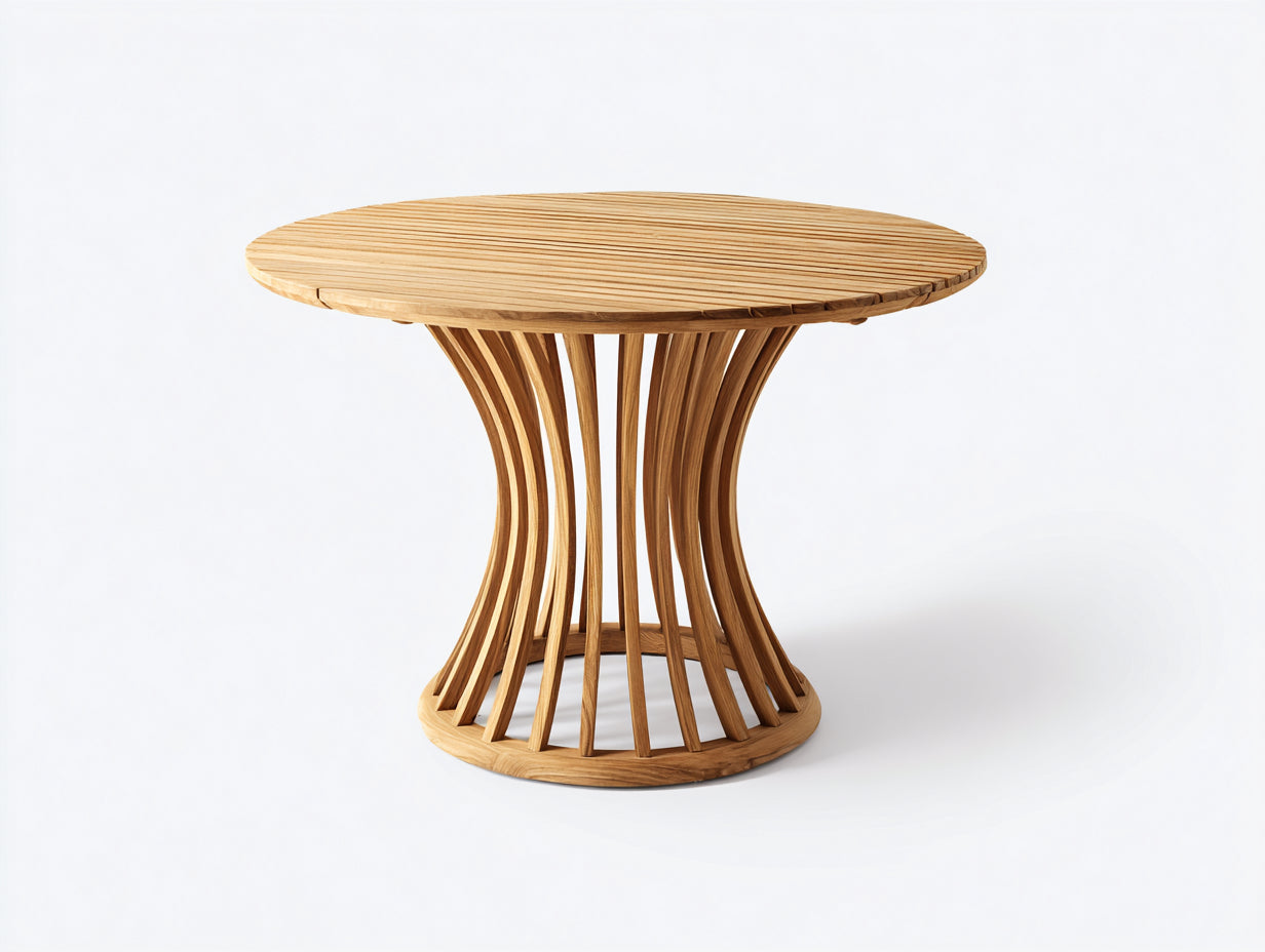 Table de jardin-Bois-125x125x74 cm-Bois naturel-Style ajouré