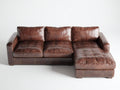 Canapé d'angle-cuir-285x175x82 cm-brun-design capitonné