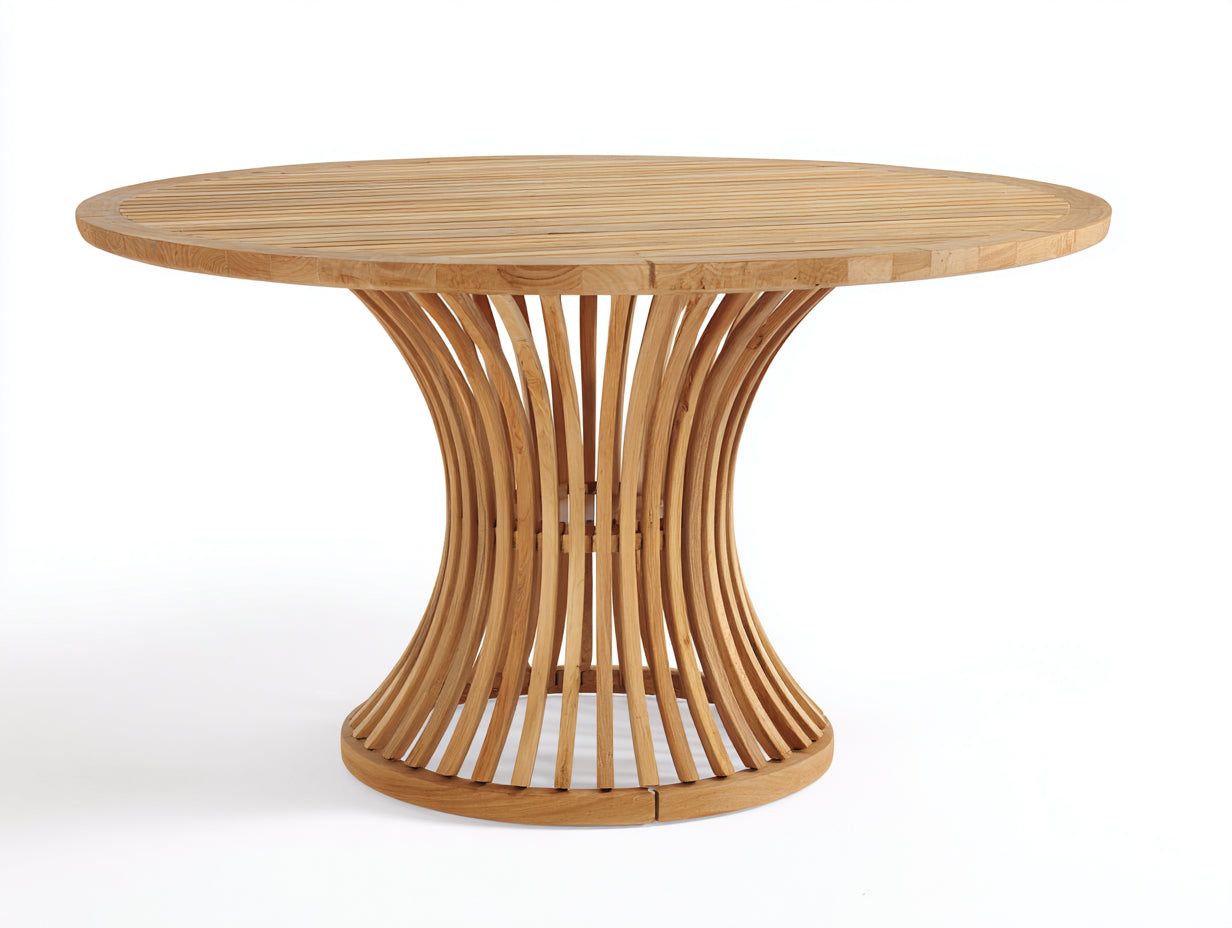 Table de jardin-Bois-145x145x76 cm-Bois naturel-Style ajouré