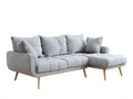 Canapé d'angle - tissu - bois - 258x160x82 cm - gris clair - style scandinave