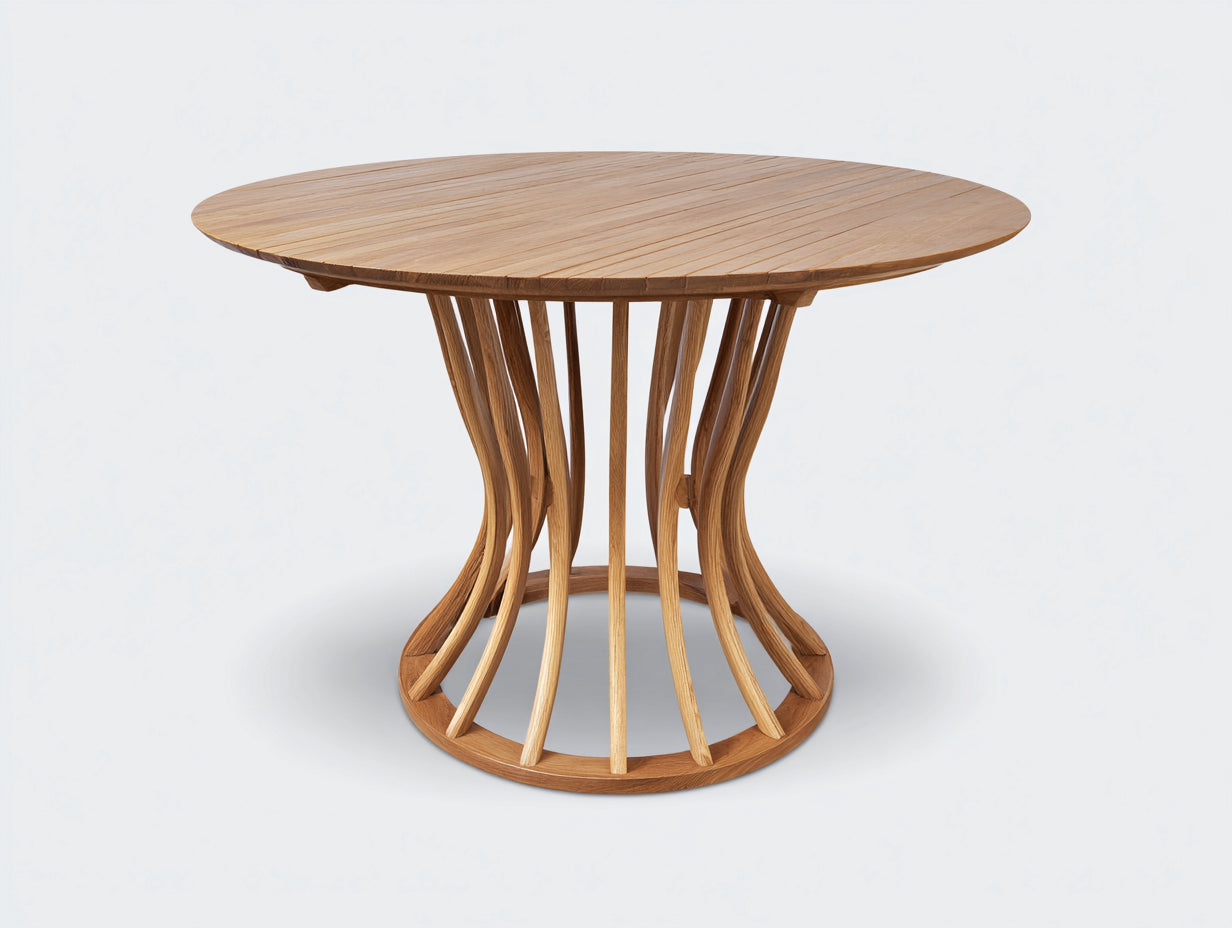 Table de jardin-Bois-120x120x76 cm-Bois naturel-Style ajouré