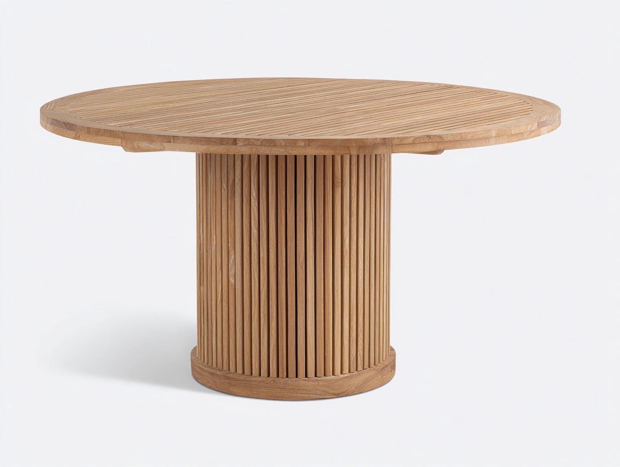 Table de jardin-Bois-136x136x75 cm-Bois naturel-Style moderne